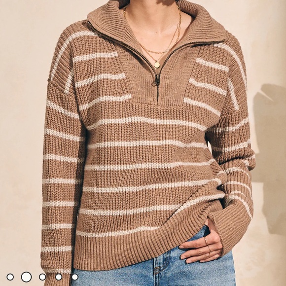 HP! 🎉💕 NWOT Faherty Mariner Sweater in Camel Stripe - Picture 2 of 8